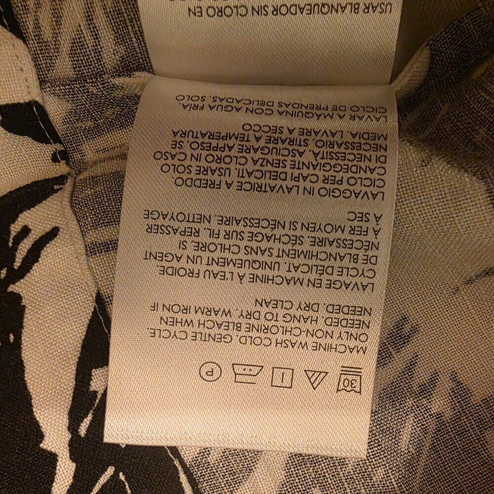 Club Monaco Top Womens XS Black White Floral Linen Blend Shell Blouse NWT - Picture 10 of 11